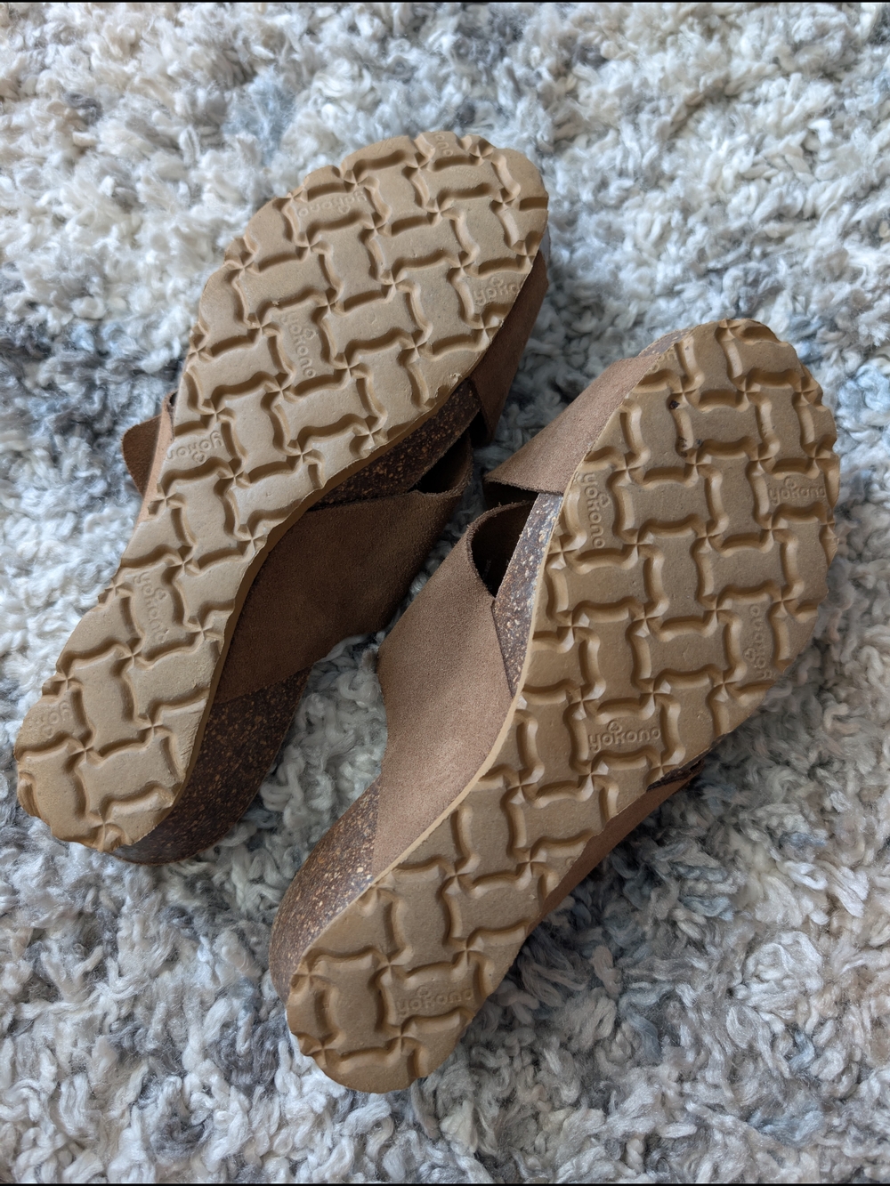 Brown Suede Slide Sandals with Gold Buckle - Picture 10 of 17